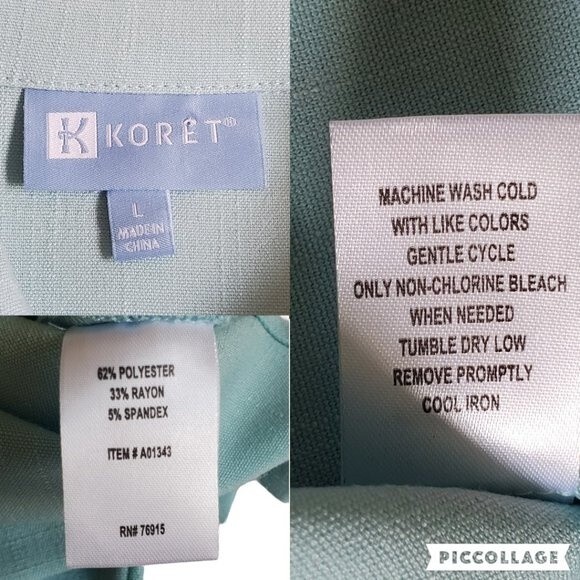 Koret light blue button up convertible long to 3/4 sleeve top sz L - Picture 12 of 12